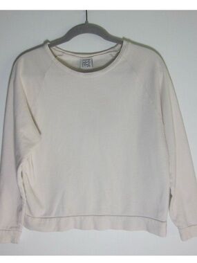 Baserange XS Organic Cotton Cropped Sweatshirt Ivory Made in Portugal